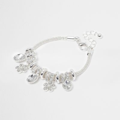 Girls silver tone charm bracelet